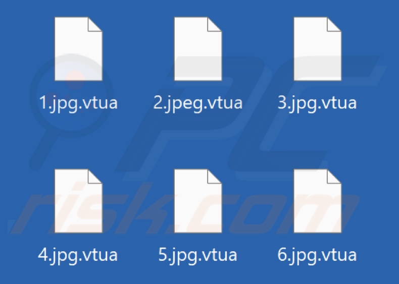 Files encrypted by Vtua ransomware (.vtua extension)