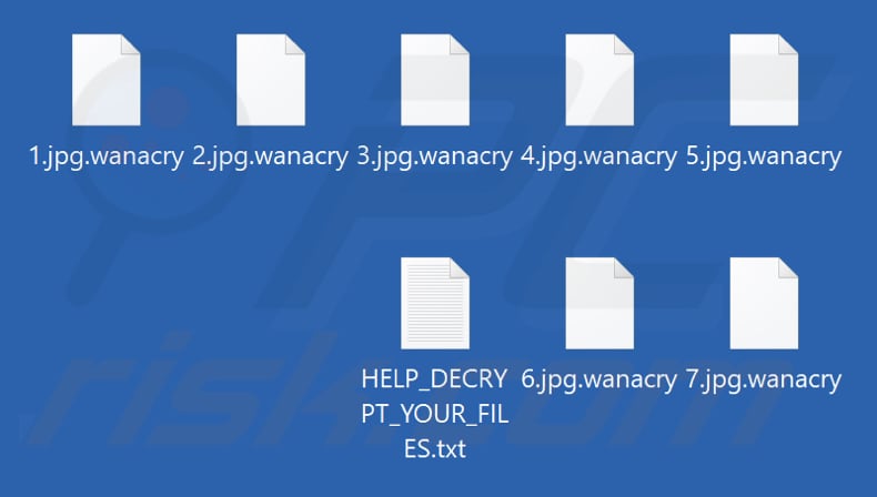 Files encrypted by Wanacry ransomware (.wanacry extension)