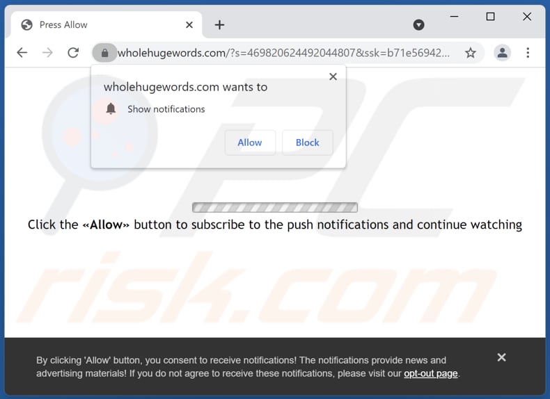 wholehugewords[.]com pop-up redirects