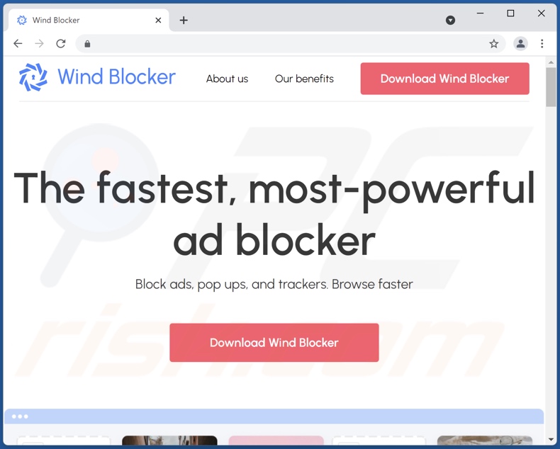 Wind Blocker adware promoting site