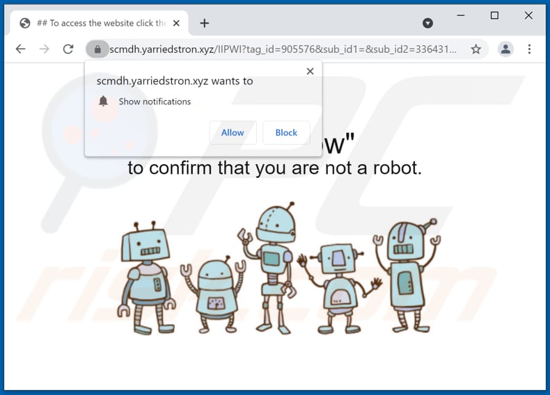 yarriedstron[.]xyz pop-up redirects