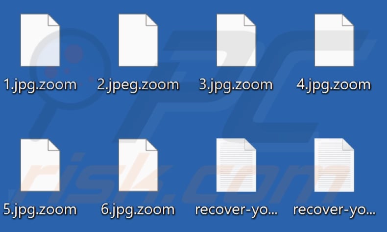 Files encrypted by Zoom ransomware (.zoom extension)