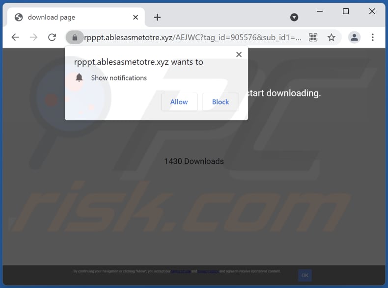 ablesasmetotre[.]xyz pop-up redirects