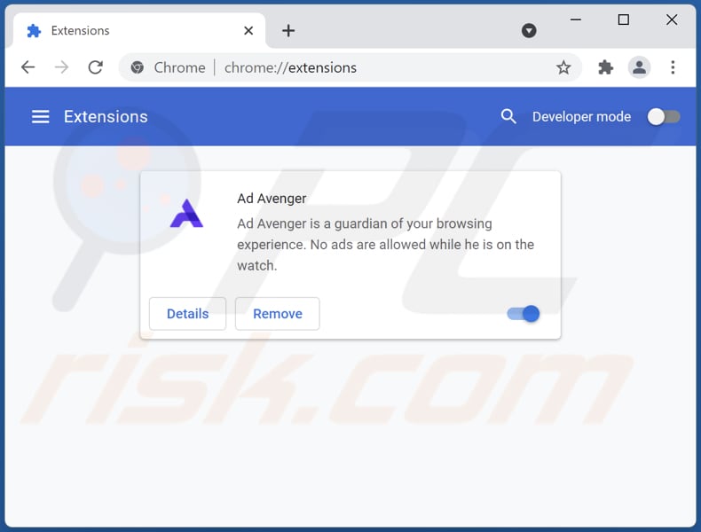 Removing Ad Avenger from Google Chrome step 2