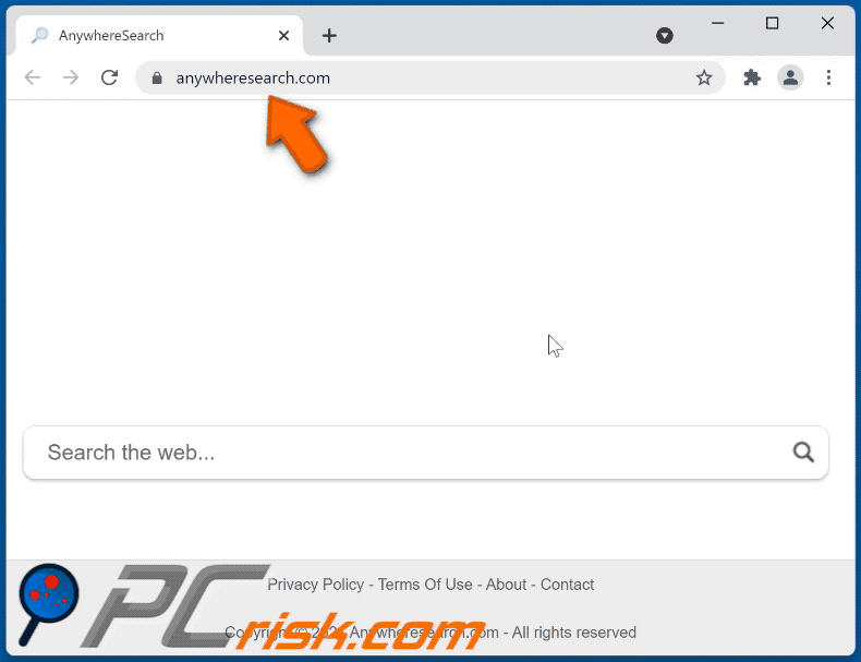 anywhere search browser hijacker anywheresearch.com redirects to bing.com
