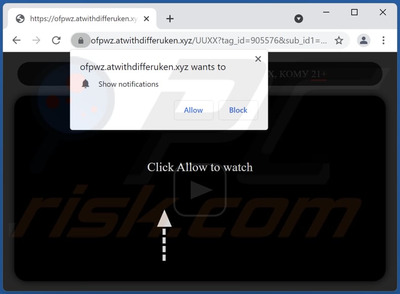 atwithdifferuken[.]xyz pop-up redirects