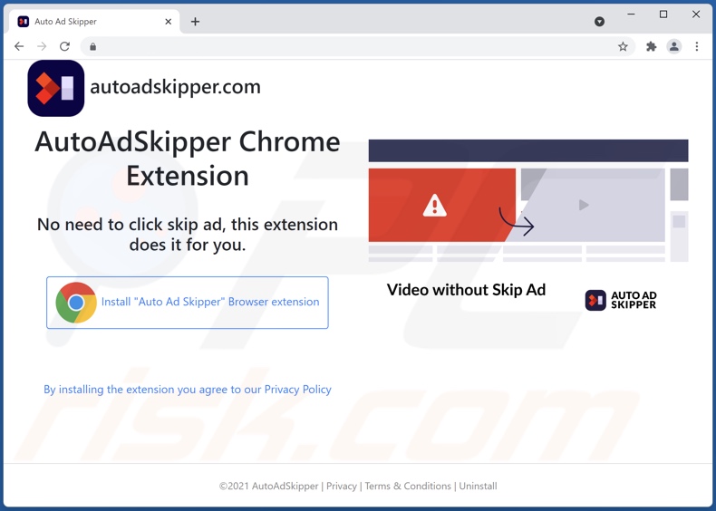 Auto Ad Skipper adware promoting site