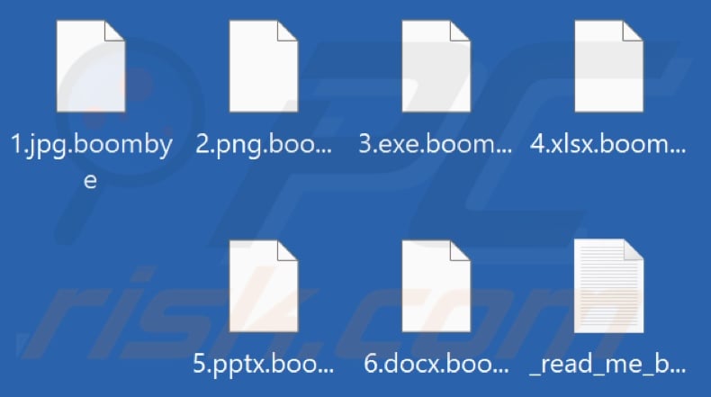 Files encrypted by Boombye ransomware (.boombye extension)