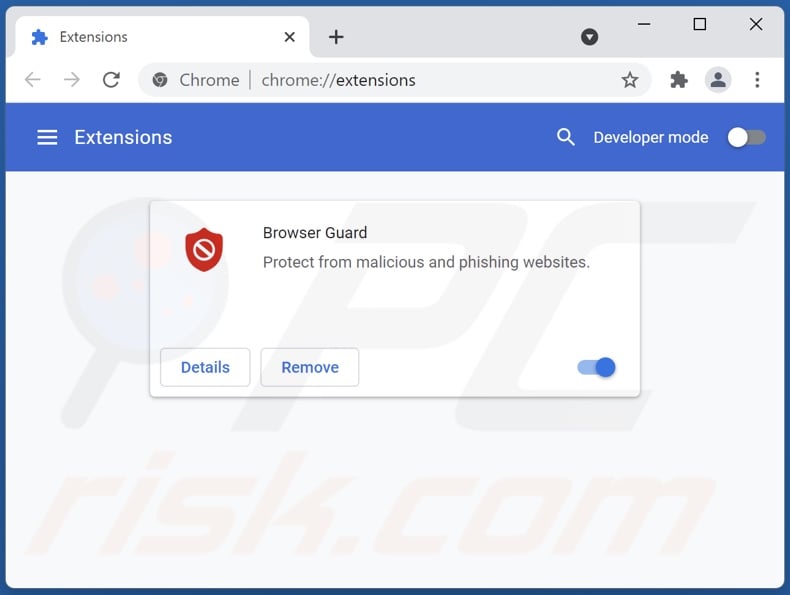 Removing Browser Guard ads from Google Chrome step 2