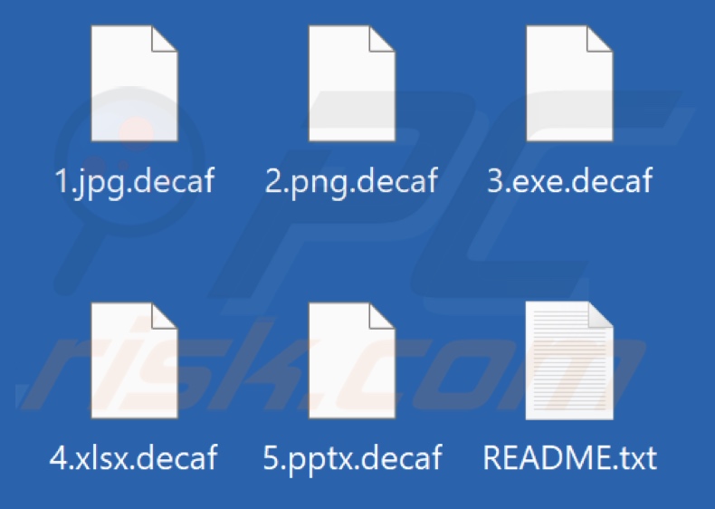 Files encrypted by Decaf ransomware (.decaf extension)
