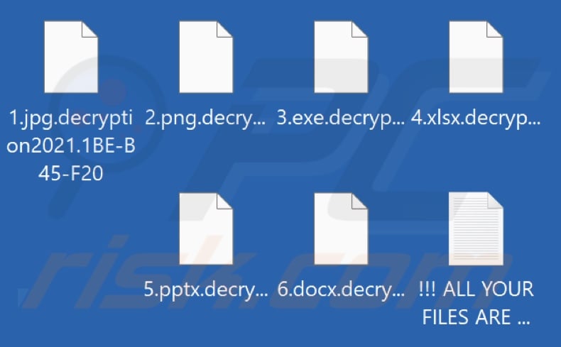 Files encrypted by Decryption2021 ransomware (.decryption2021.[victim's_ID] extension)