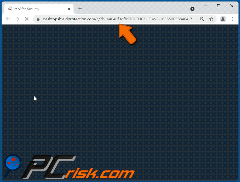 desktopshieldprotection[.]com website appearance (GIF)