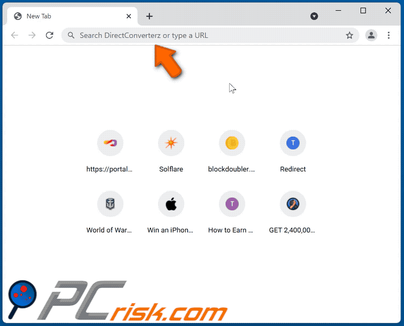 DirectConverterz browser hijacker redirecting to nearbyme.io (GIF)