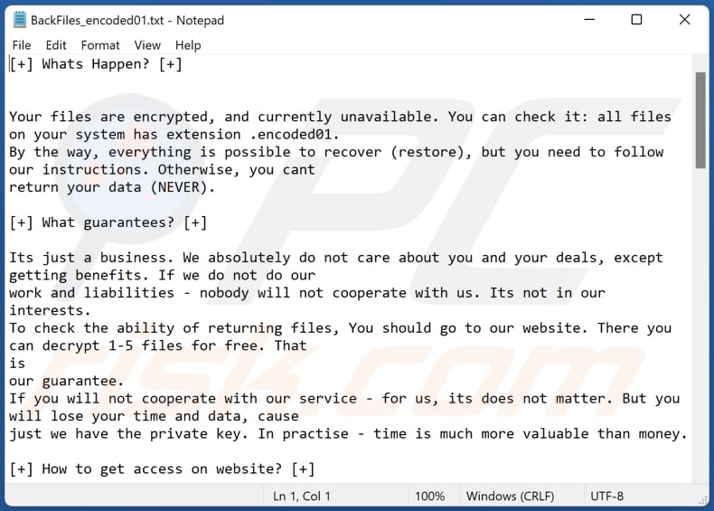 Encoded01 ransomware text file (BackFiles_encoded01.txt)