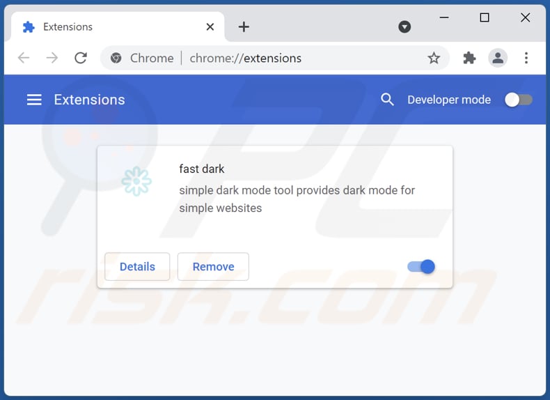 Removing Fast Dark ads from Google Chrome step 2