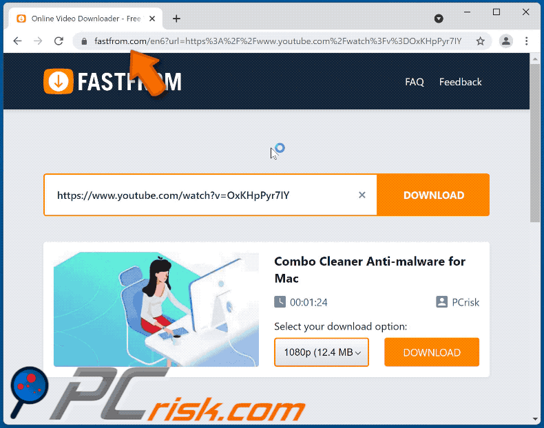 fastfrom[.]com website appearance (GIF)