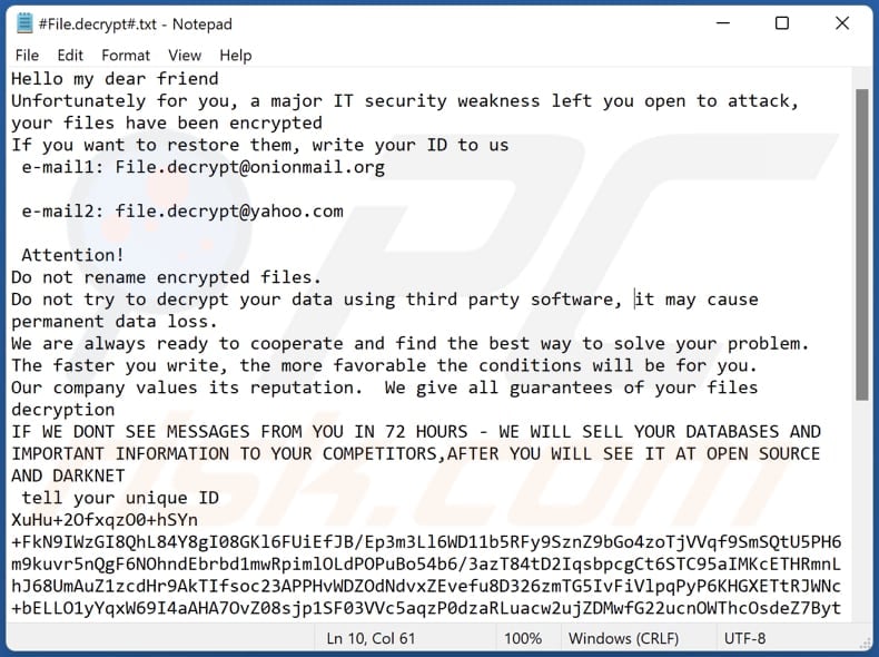 tiedosto.Pura ransomware-tekstitiedosto (#- tiedosto.purkaa#.txt)