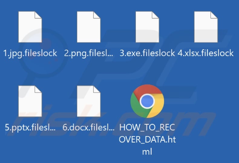 Files encrypted by Fileslock ransomware (.fileslock extension)