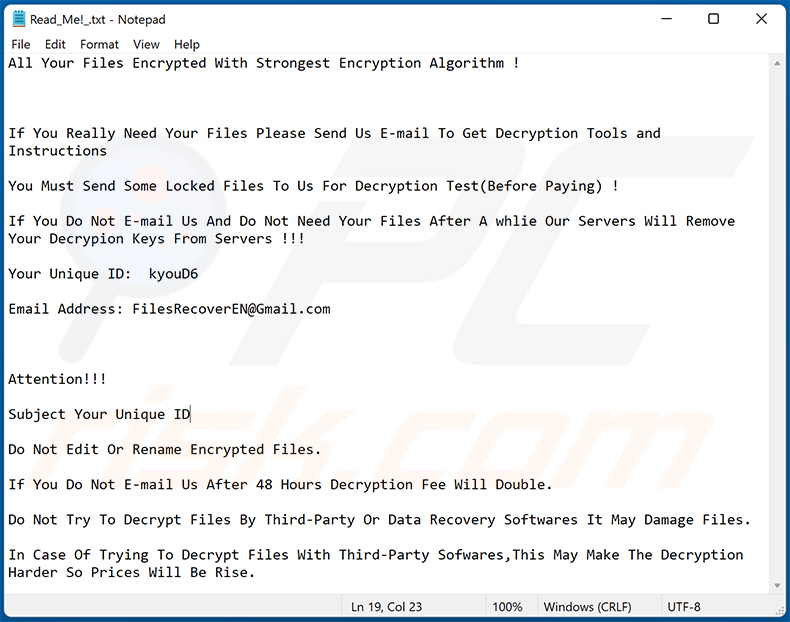 FilesRecoverEN Ransomware text file (Read_Me!_.txt)