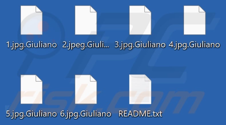Files encrypted by Giuliano ransomware (.Giuliano extension)