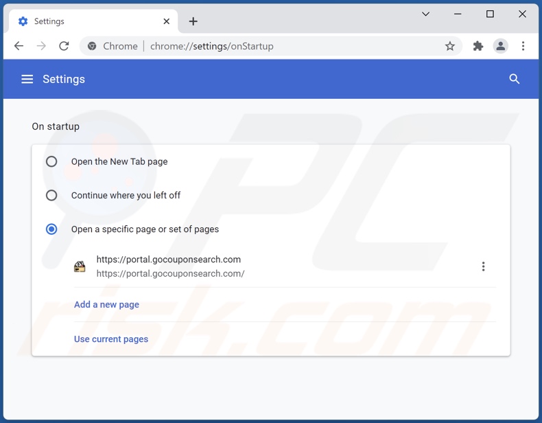 Removing gocouponsearch.com from Google Chrome homepage