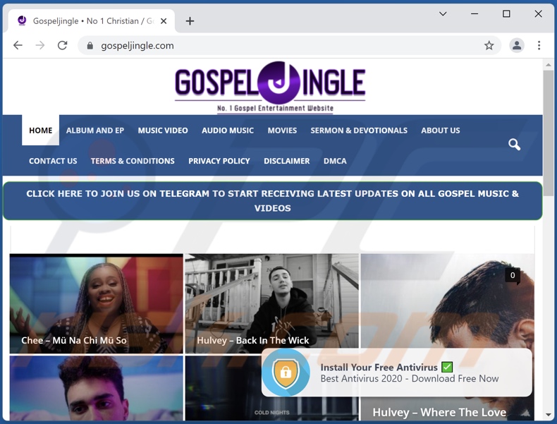 gospeljingle[.]com pop-up redirects