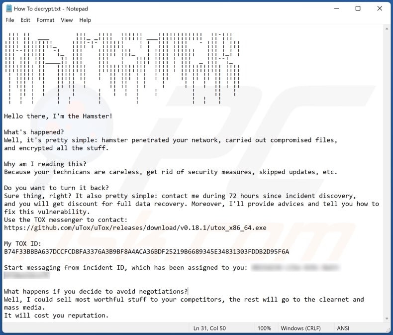 Hamster decrypt instructions (How To decrypt.txt)