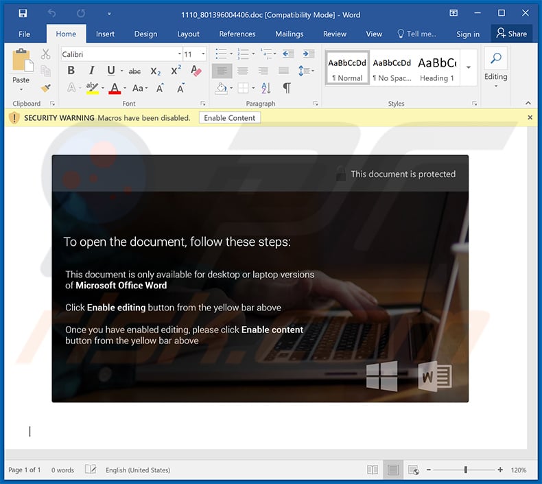 Malicious MS Word doc spreading Hancitor (2021-11-11)