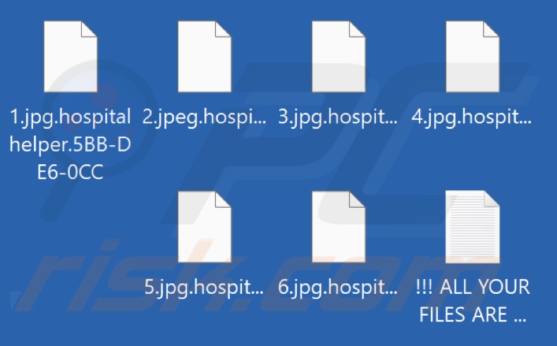 Files encrypted by Hospitalhelper ransomware (.hospitalhelper.[victim's_ID] extension)
