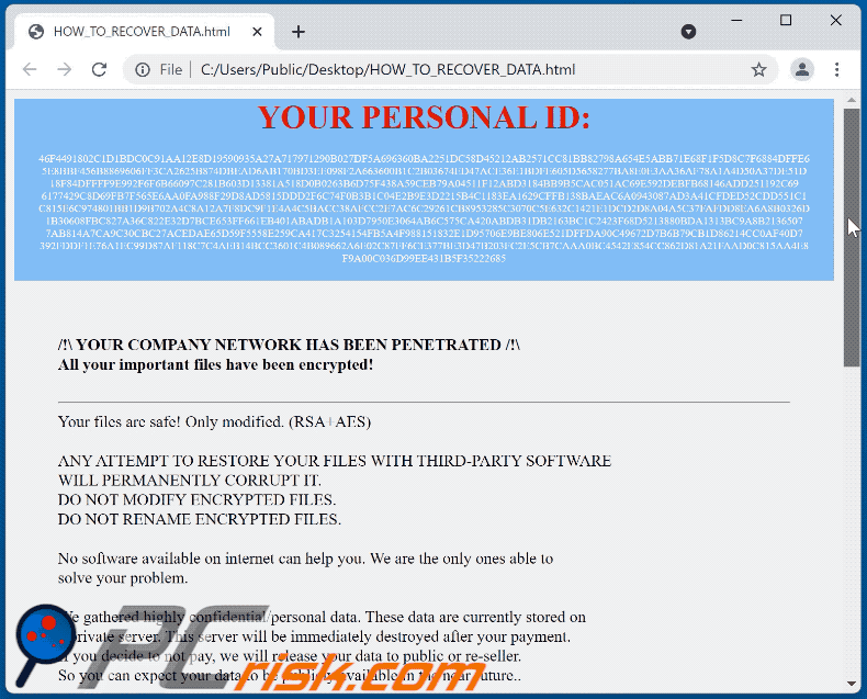 Huylock ransomware ransom note GIF (HOW_TO_RECOVER_DATA.html)