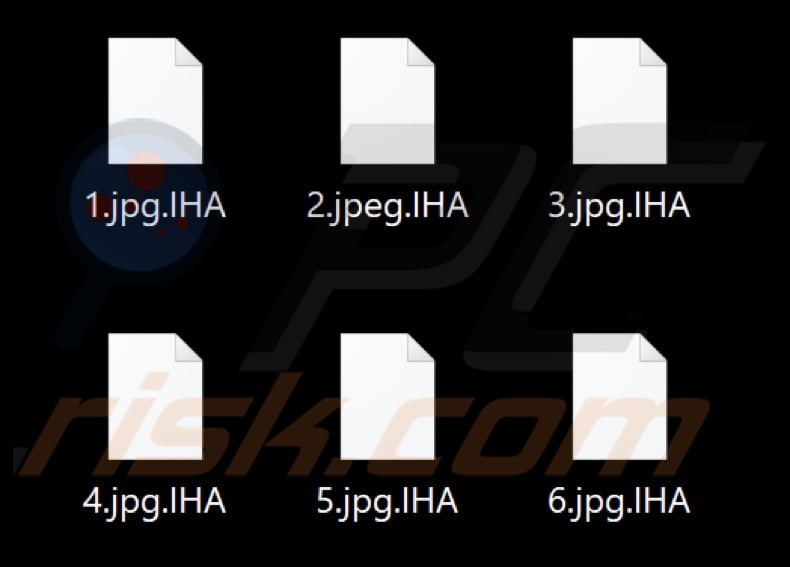 Files encrypted by IHA ransomware (.IHA extension)