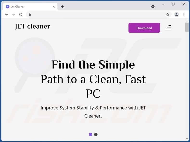 Website used to promote Jet Cleaner PUA