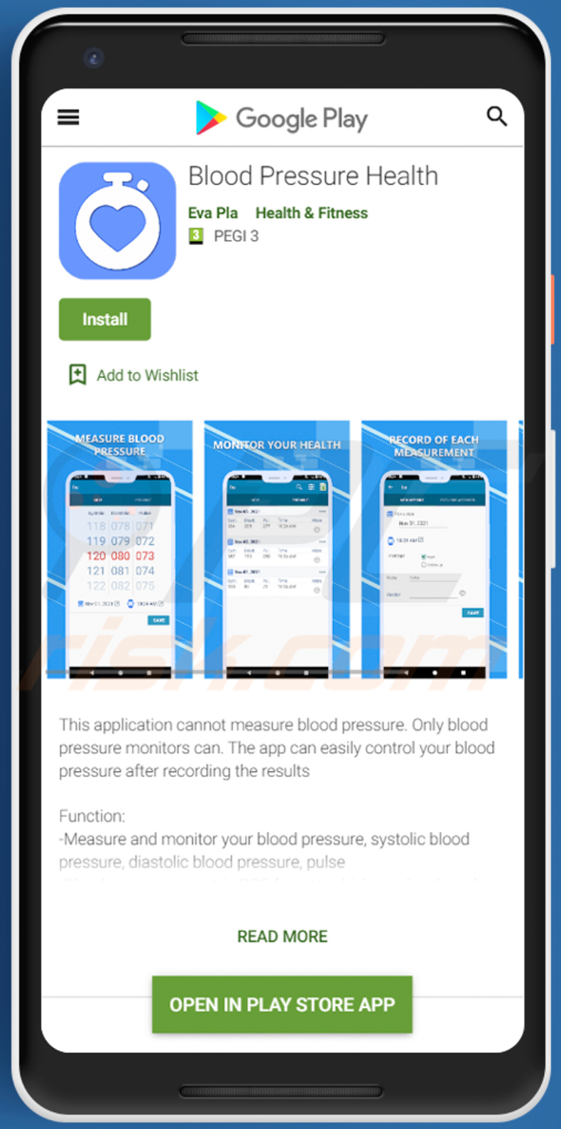 Joker trojan disguising as Blood Pressure Health application