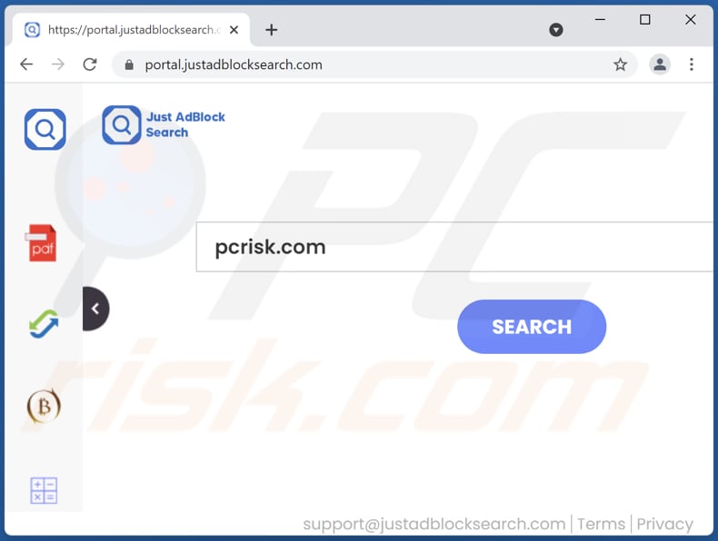 justadblocksearch.com browser hijacker