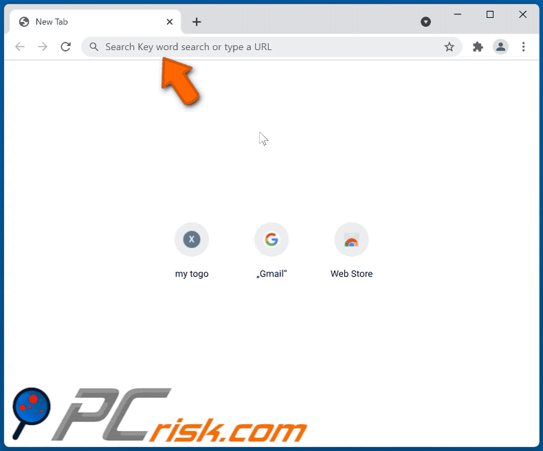Key word search browser hijacker redirecting to Bing (GIF)