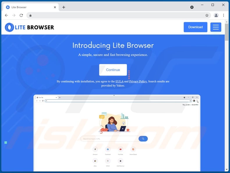 Website used to promote LiteBrowser PUA