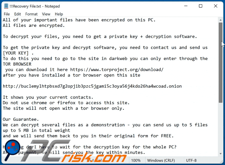 lock2g ransomware ransom note !!!Recovery File.txt gif