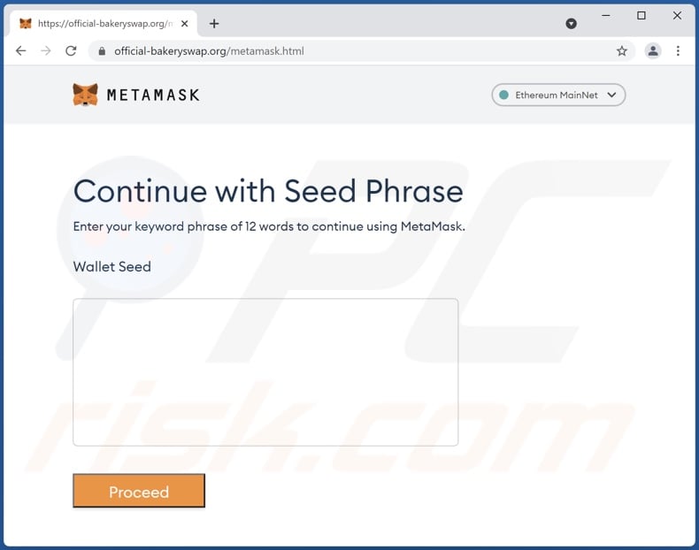 MetaMask email scam promoted phishing website