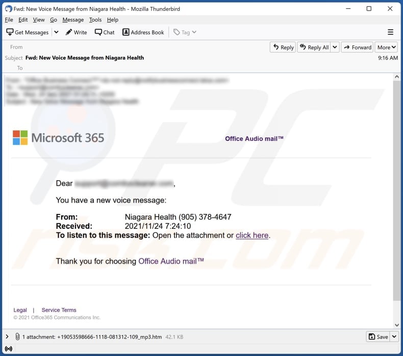 Microsoft 365 email scam