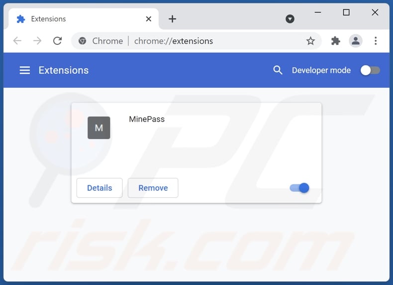Removing MinePass ads from Google Chrome step 2