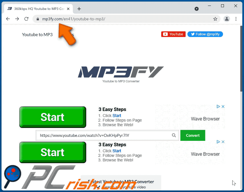 mp3fy[.]com website appearance (GIF)