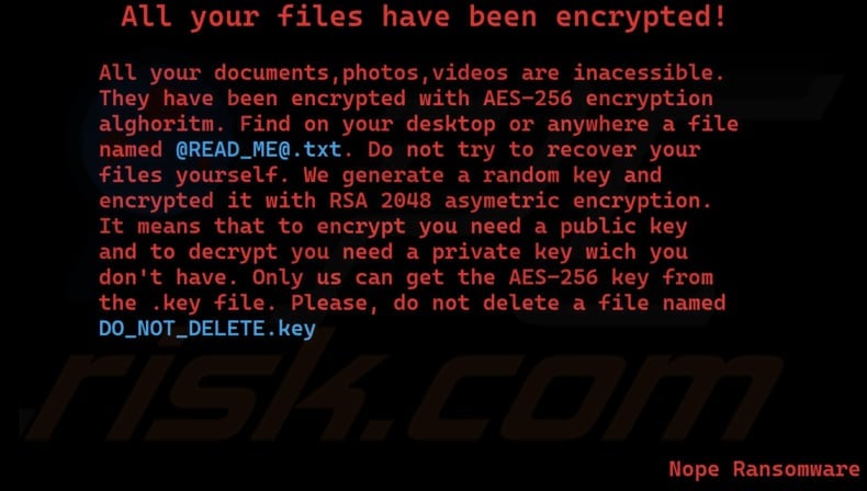 nope ransomware desktop wallpaper