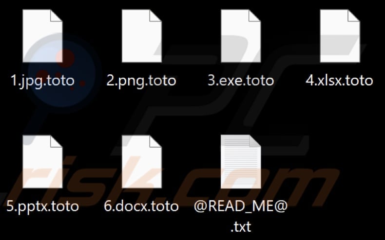 Files encrypted by Nope ransomware (.toto extension)