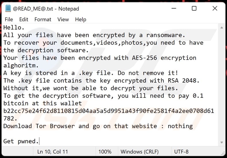 Nope ransomware text file (@READ_ME@.txt)