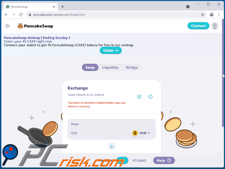 Appearance of PancakeSwap AirDrop scam (GIF)