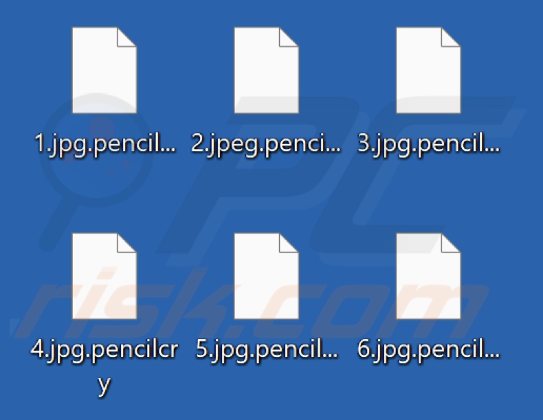 Files encrypted by PencilCry ransomware (.pencilcry extension)