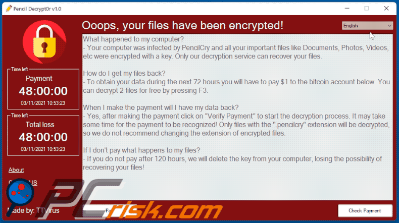PencilCry ransomware pop-up GIF