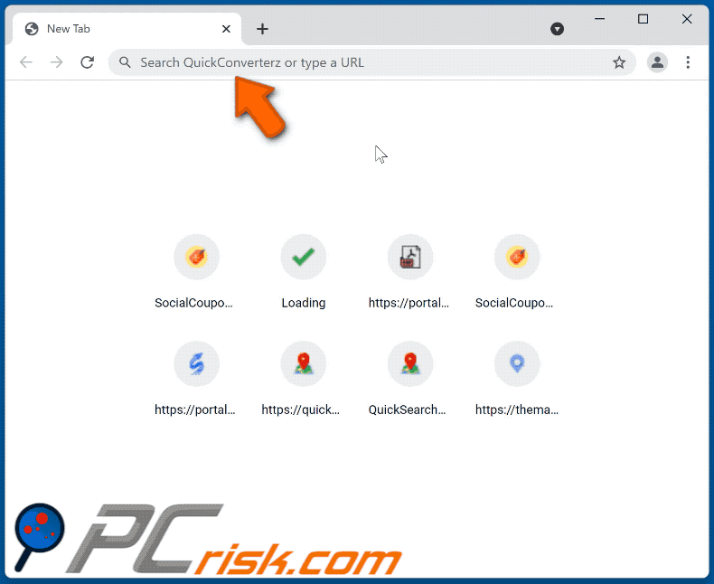QuickConverterz browser hijacker redirecting to nearbyme.io (GIF)