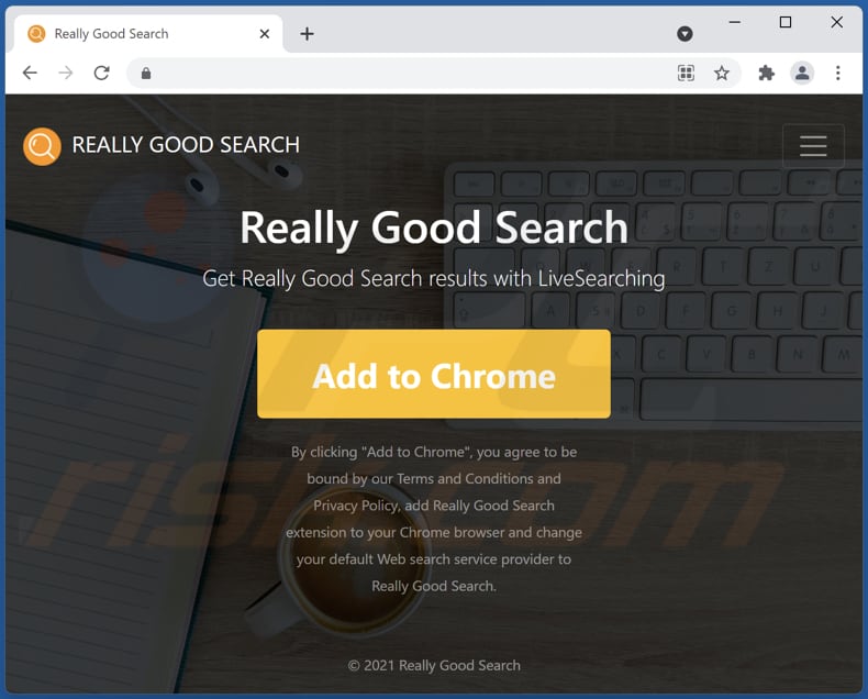 Website used to promote Really Good Search browser hijacker