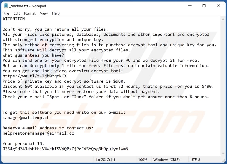 pavadinimas ransomware text file (_readme.txt)